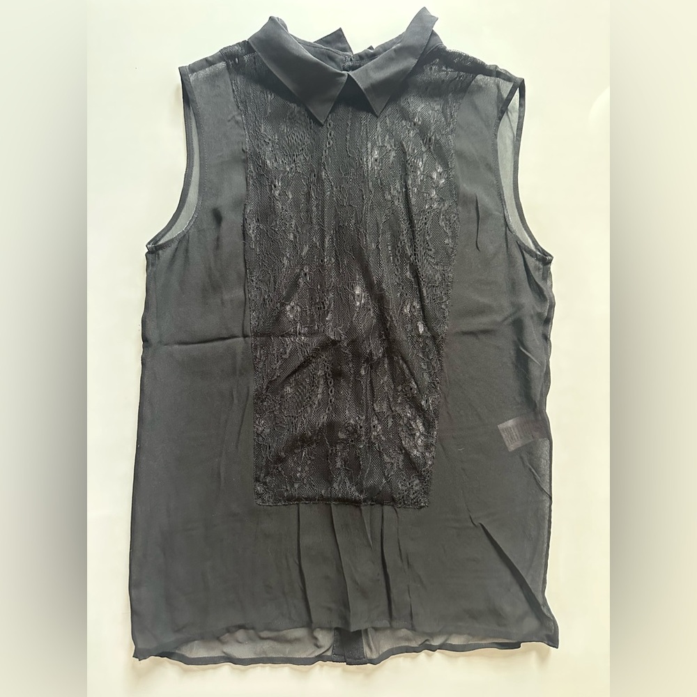 Maje Black Lace Collar Blouse